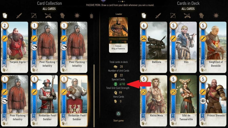 There's not much reason to use all 10 of the special gwent cards you're allowed to have in a deck
