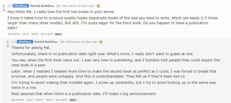 Patrick Rothfuss AMA